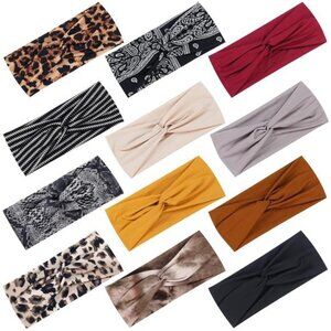 12 Pack Headbands for Women, Fashionable Sports Hairbands, Elastic Wide Headband